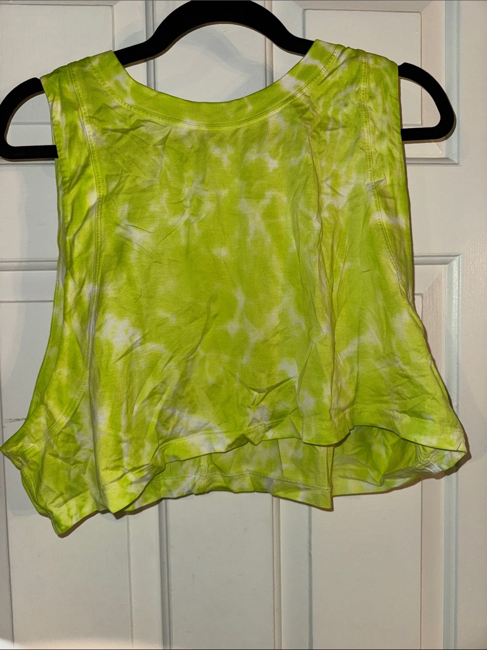 Neon Lime Tie-Dye Sleeveless Crop Top - Women's